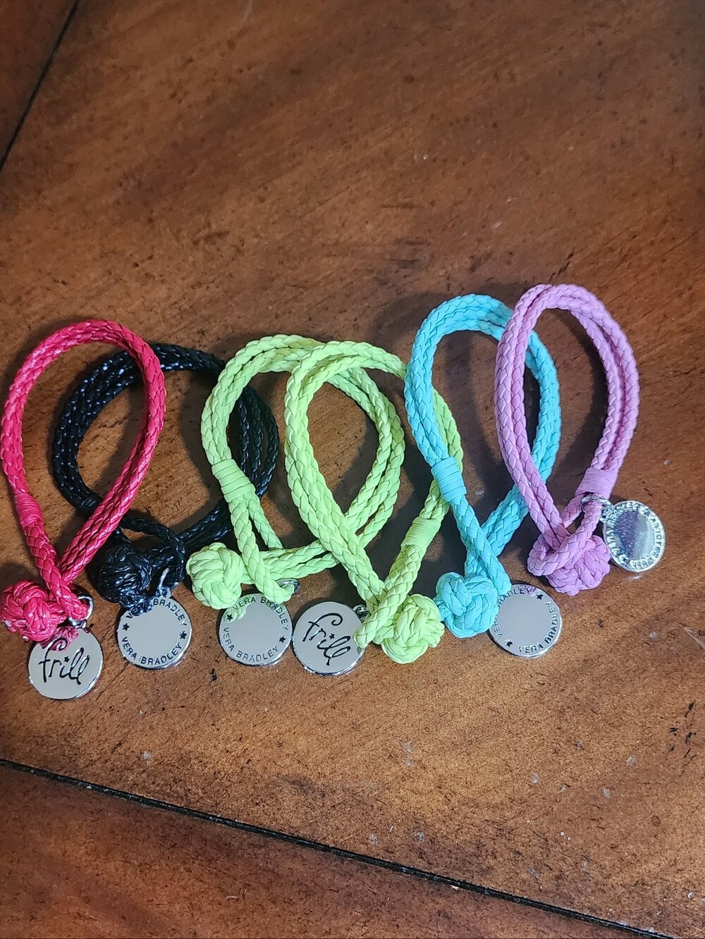 Vera Bradley  Frill Charm Bracelet Set - Pink, Black, Lime, Aqua, Lavender